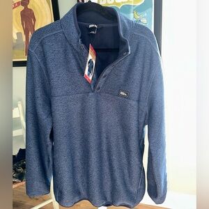NWT Eddie Bauer XL Blue Men's 3/4 snap sweatshirt blue/ navy Heather warm
